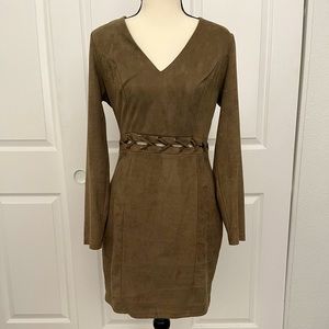 Fashion Nova Medium Tan dress. VERY CUTE! Small opening in the stomach area.